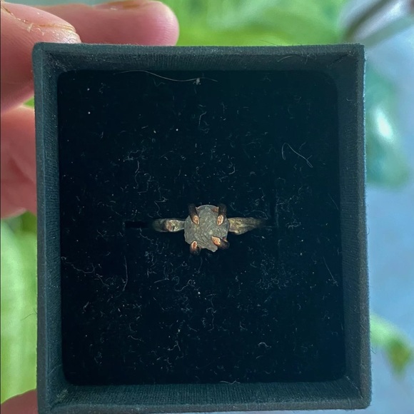 14k white gold and rose gold raw diamond ring